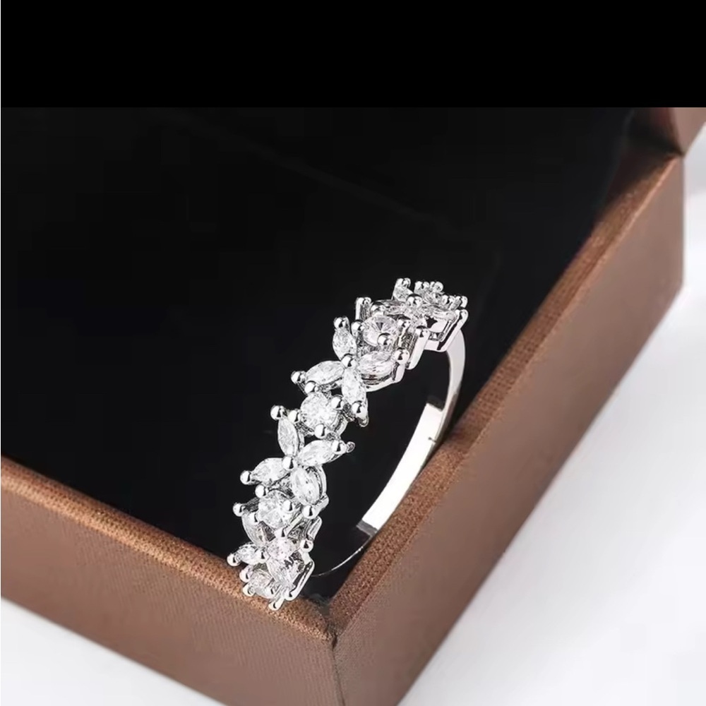 Sterling Silver Ring with Clear CZs